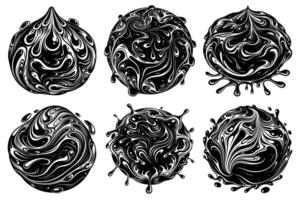 A Surreal Amoeba-like Water Shape Drifting Through Monochrome Drops and Waves vector
