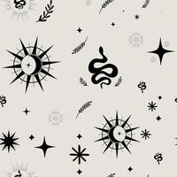 pattern with esoterical mystical elements on a beige backkground vector