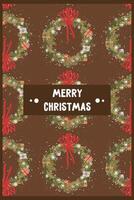 new year christmas card with wreathes on brown background. template with cute elements for design vector
