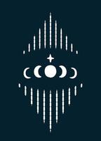 Print with moon phases and shining vector