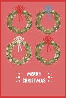 new year christmas greeting card with wreathes. template with cute elements for design vector