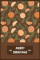new year christmas card with citruses. template with cute elements for design vector