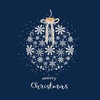 new year christmas toy card with snowflakes. template with cute elements for design vector