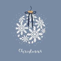 new year christmas card with snowflakes. template with cute elements for design vector