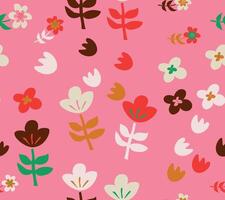 A retro floral pattern on a pink background vector