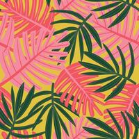 A bold, seamless background of hand-drawn palm tree's leaves vector