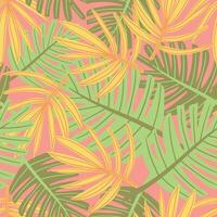 Lively, continuous print with hand-painted tropical flora. vector