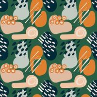 A pattern featuring abstract shapes, spots, and lines in a contemporary style. The hand-drawn elements add a unique and artistic touch, making it perfect for a variety of design projects. vector