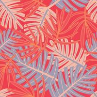 Expressive, repeating wallpaper with hand-illustrated jungle flora. vector