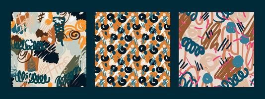 A set of colorful and dynamic hand drawn pattern vector