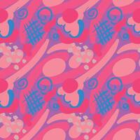 A pink colored pattern featuring abstract shapes, spots, and lines in a contemporary style. vector