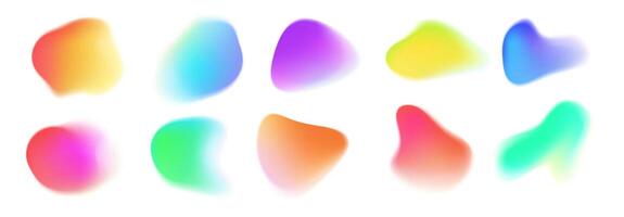 Gradient blur blob shapes. Abstract watercolor blurred shapes. Colorful fluid half transparent amorphous blobs. isolated vibrant color blending circles set. set vector