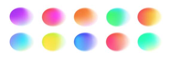 Color circle gradients. Abstract watercolor blur shapes. Colorful neon fluid half transparent round blobs with light glow. isolated vibrant color blending circles set vector