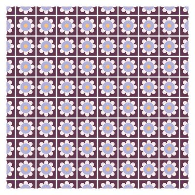 Brown and Lavender Symmetric Floral Tiles