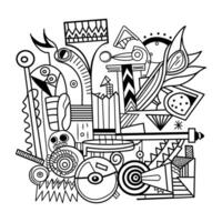 A black and white drawing of a doodle vector