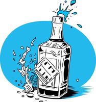 Vintage illustration of a whisky bottle vector
