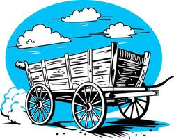 An old wagon with a cannon on it vector