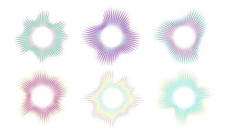 A set of equalisers with neon dots. Sound multicoloured waves. Music symbol, circular sound waves, digital communication. radial spectrum. vector
