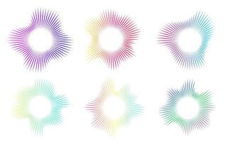 A set of equalisers with neon dots. Radial sound multicolour sound waves. Music symbol, , circular sound waves, digital communication. radial spectrum. vector