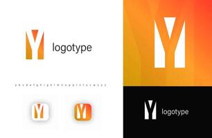 Abstract monogram letter Y in negative space style with minimalistic cutout letter design. Perfect for technology, corporate branding, and modern app identity. Clean geometric logo vector