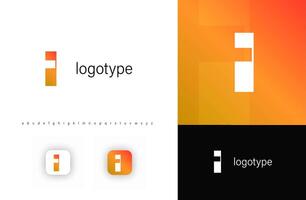 Minimalist monogram letter F logo with angular cutout style and negative space effect, logo kit template with alphabet. illustration vector