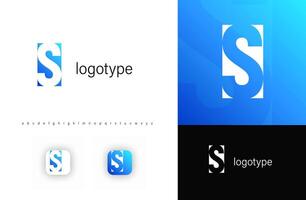 Abstract monogram letter S in negative space style with minimalistic cutout letter design. Perfect for technology, corporate branding, and modern app identity. Clean geometric logo vector