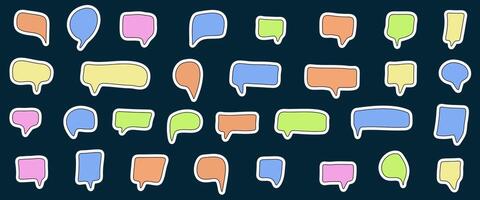 Multicolored speech bubbles in the form of stickers, hand drawn handmade vector
