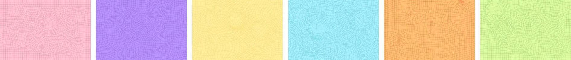 Set of retro Psychedelic Psychedelic Checkerboard Pattern background. Groovy Funky Textures. Stock Illustration in Flat Style vector
