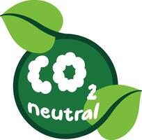 Carbon neutral eco badge with CO2 symbol for sustainable and environmentally friendly initiatives. Stock illustration isolated on white background. vector