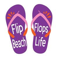 Flat style sticker of flip flops with beach life text vector