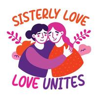 Sister love typographic sticker designed in flat style vector