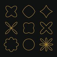 Golden line icons set on black background vector