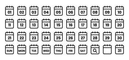 Calendar outline icons set . Simple perfect illustration vector