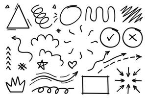 A set of hand drawn doodles on a white background vector
