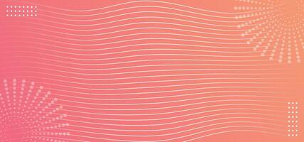 Abstract background with wavy lines and dots on gradients red and orange. illustration vector