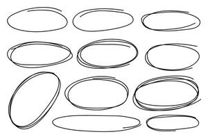 Hand drawing scribble doodle collection of ellipse collection. illustration vector