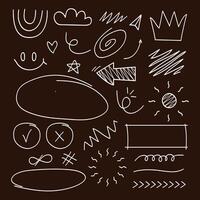 Doodle style collection isolated on brown background .Hand drawn vector