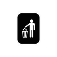 Illustration design of throw trash in its place in white isolated on black background. Illustration element design of appeal to throw trash properly vector