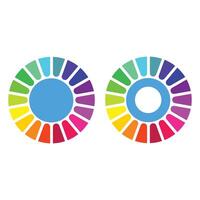 Design element illustration of a color wheel consisting of 18 color spectrums. The color spectrum is formed from the refraction of sunlight. vector