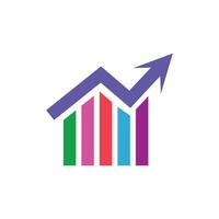 Growth chart icon in flat style. Arrow up illustration on white isolated background. Increase business concept. vector