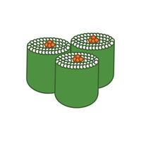 Sushi roll icon in isometric 3d style on a white background. Sushi illustration design, Japanese specialty food. Traditional Japanese food illustration element design vector