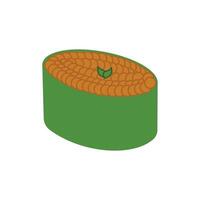 Sushi roll icon in isometric 3d style on a white background. Sushi illustration design, Japanese specialty food. Traditional Japanese food illustration element design vector
