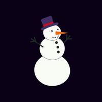 Playful snowman standing cheerfully against a dark background during winter season vector