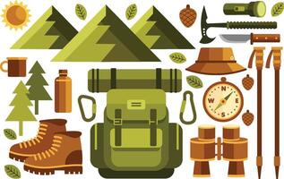 Hiking Elements Illustration vector