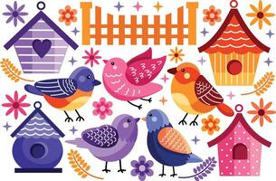 Bird and Bird House Illustration vector