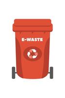 Red e-waste bin for electronic recycling located in an urban environment vector