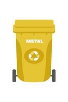 Bright yellow recycling bin for metal waste displayed in a clean environment vector