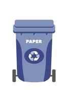 Recycling bin for paper waste in a simplistic design for environmental awareness vector