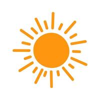 Bright shining sun design with radiating rays in orange color vector