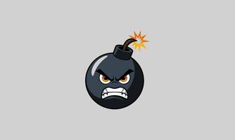 Angry cartoon bomb with lit fuse. vector